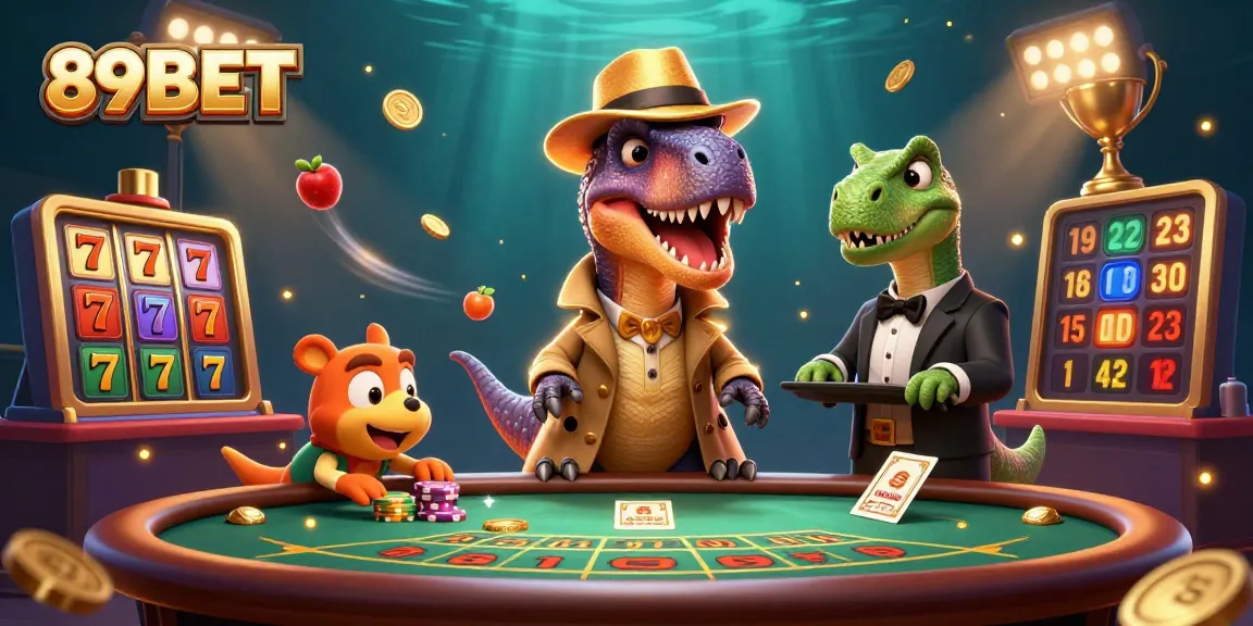 Engage with 89BET in an exciting casino ambiance featuring vibrant slot machines and dynamic game action.