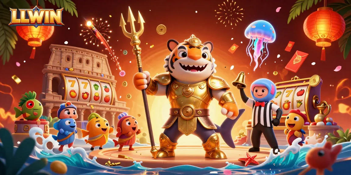 Experience the thrilling LLWIN online gaming with vibrant casino elements and a dynamic underwater scene.