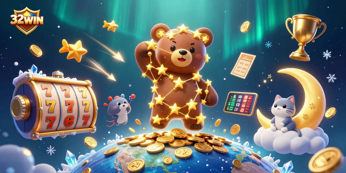 Experience thrilling slots action with 32WIN, featuring vibrant characters and game elements!