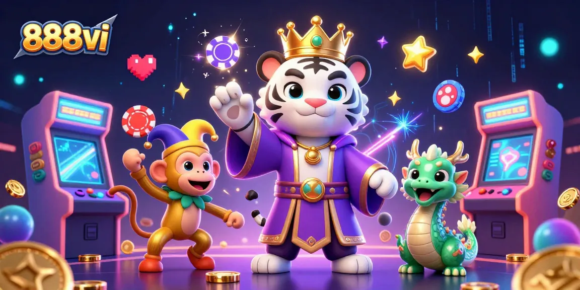 Experience thrilling gameplay at 888vi with an engaging casino atmosphere featuring animated characters.