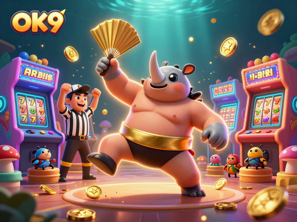 Engage in casino entertainment at OK9 with dynamic beetle characters and arcade elements.