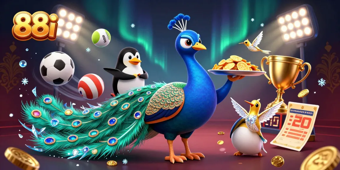 88i's fantastic casino experience comes alive with a peacock, penguin butler, and hummingbird among sports elements.