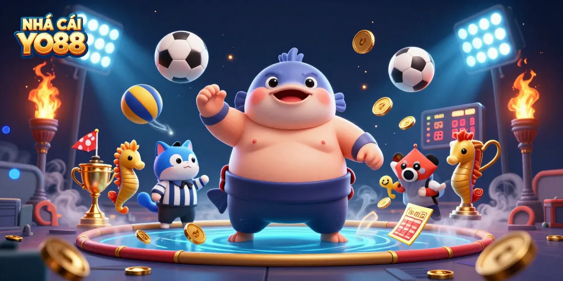 Engage in thrilling betting experiences at NHÀ CÁI YO88 with vibrant characters and dynamic casino elements.