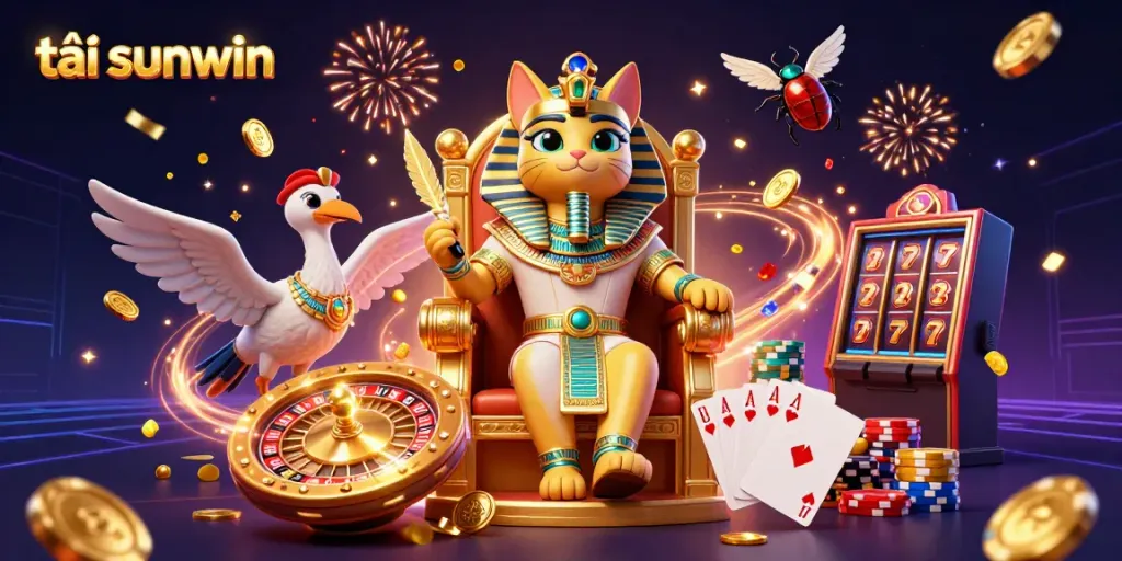 Experience the excitement of tải sunwin with a vibrant 3D casino scene featuring classic elements and rich details.