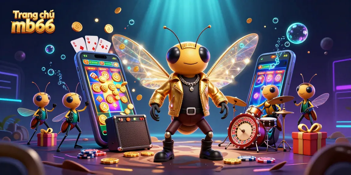 Experience thrilling gameplay with Trang chủ mb66, featuring a cicada rock star in a vibrant casino scene.