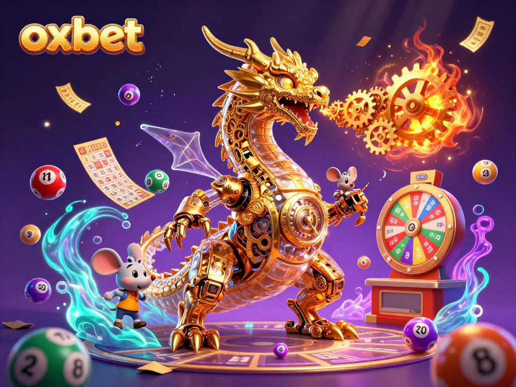Experience oxbet with a golden dragon showcasing dynamic gaming elements in a vibrant casino scene.