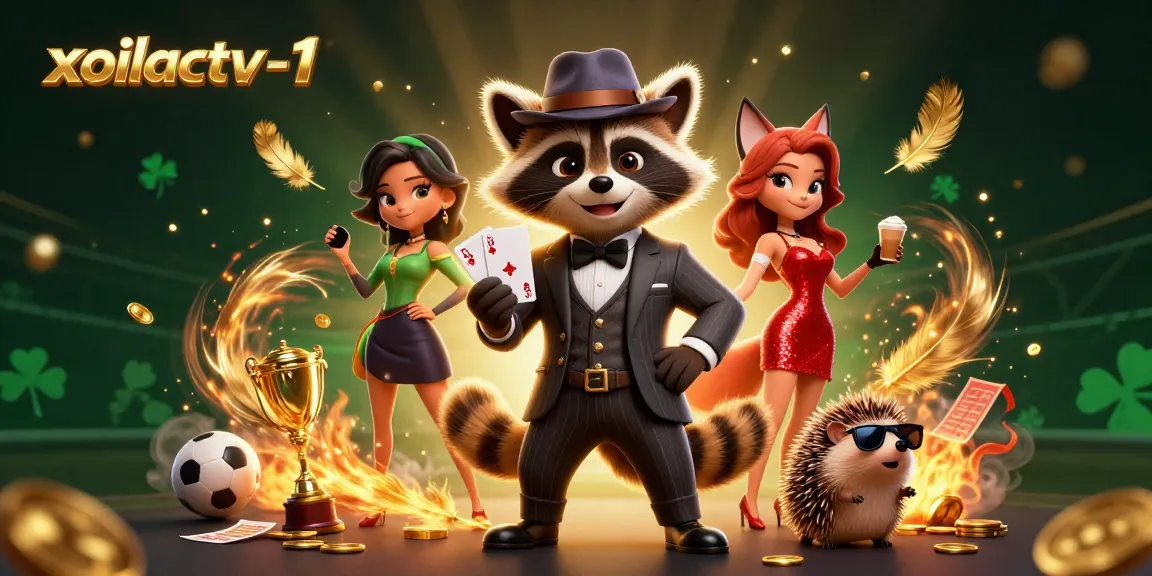 Xoilactv-1 showcases a dynamic 3D scene of suave gambling characters enjoying sports betting excitement.