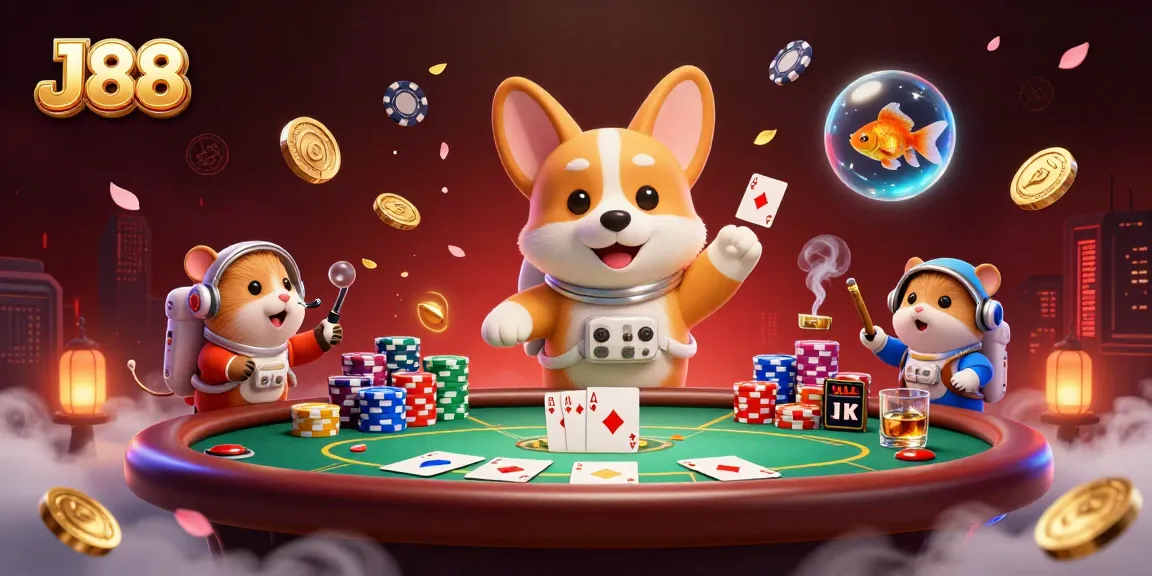 Engage with J88's thrilling gaming experience in this dynamic space casino illustration.