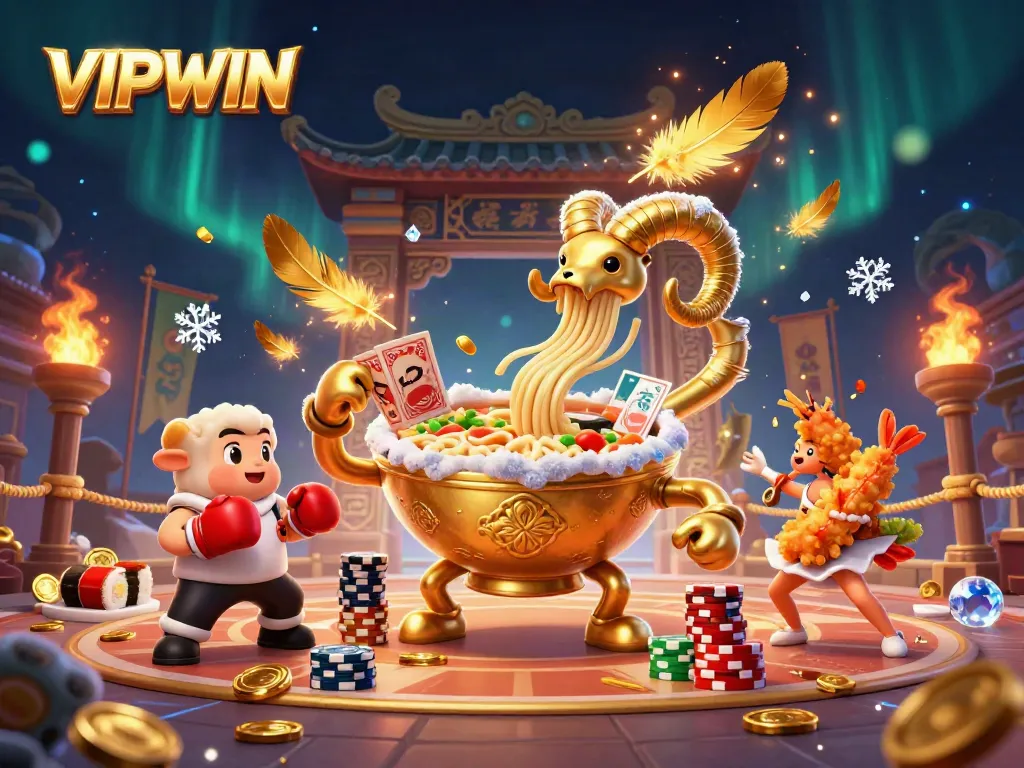 Experience thrilling gaming at VIPWIN with a spectacular 3D casino scene filled with vibrant characters and dynamic elements.