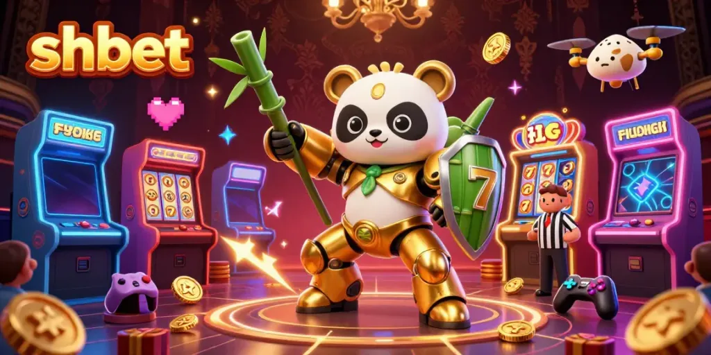 Engage in high-stakes gaming with shbet's vibrant online casino featuring colorful slot machines and unique characters.