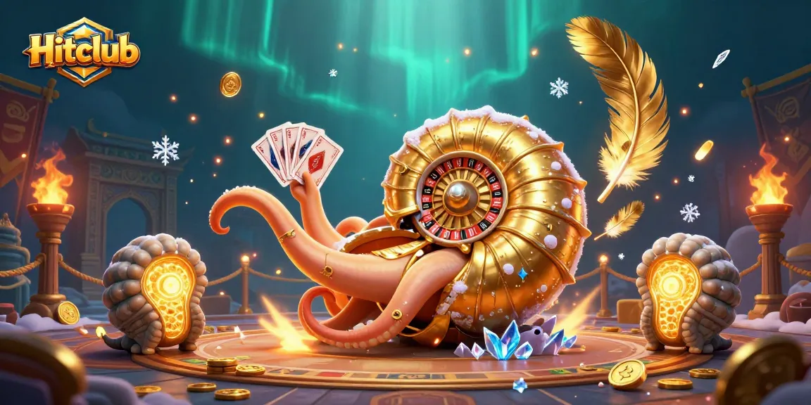 Hitclub showcases a vibrant 3D illustration of a giant nautilus as a roulette wheel, highlighting casino excitement.
