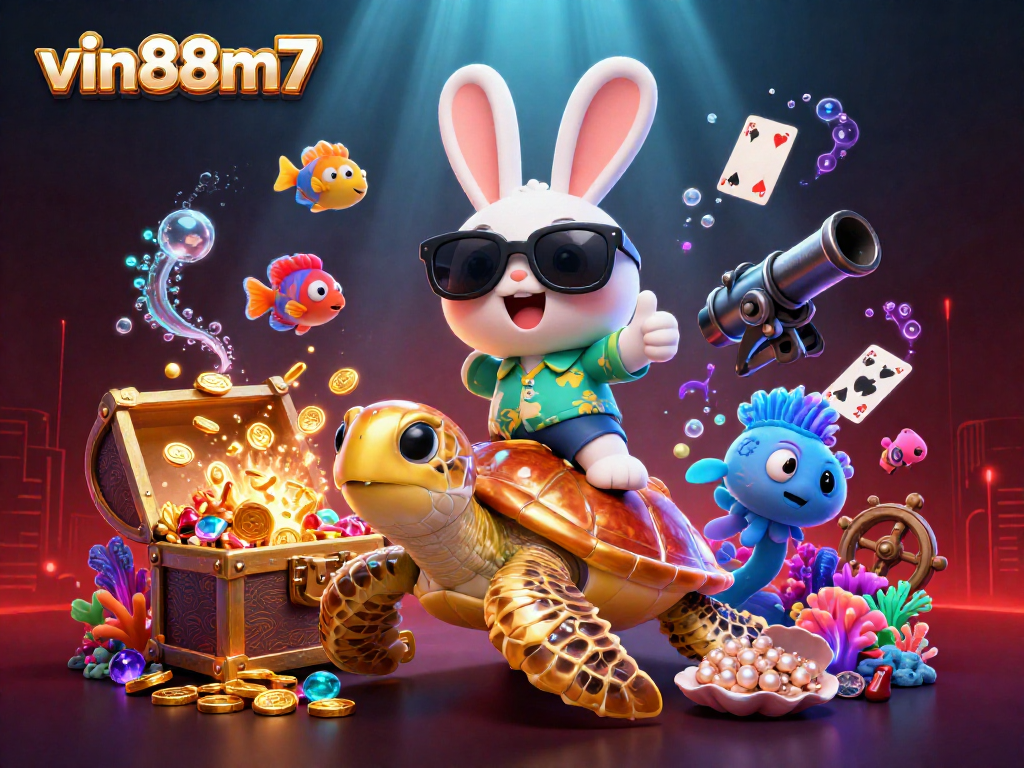 Experience gaming excitement with vin88m7 as the lucky rabbit and golden turtle explore thrilling underwater treasures.