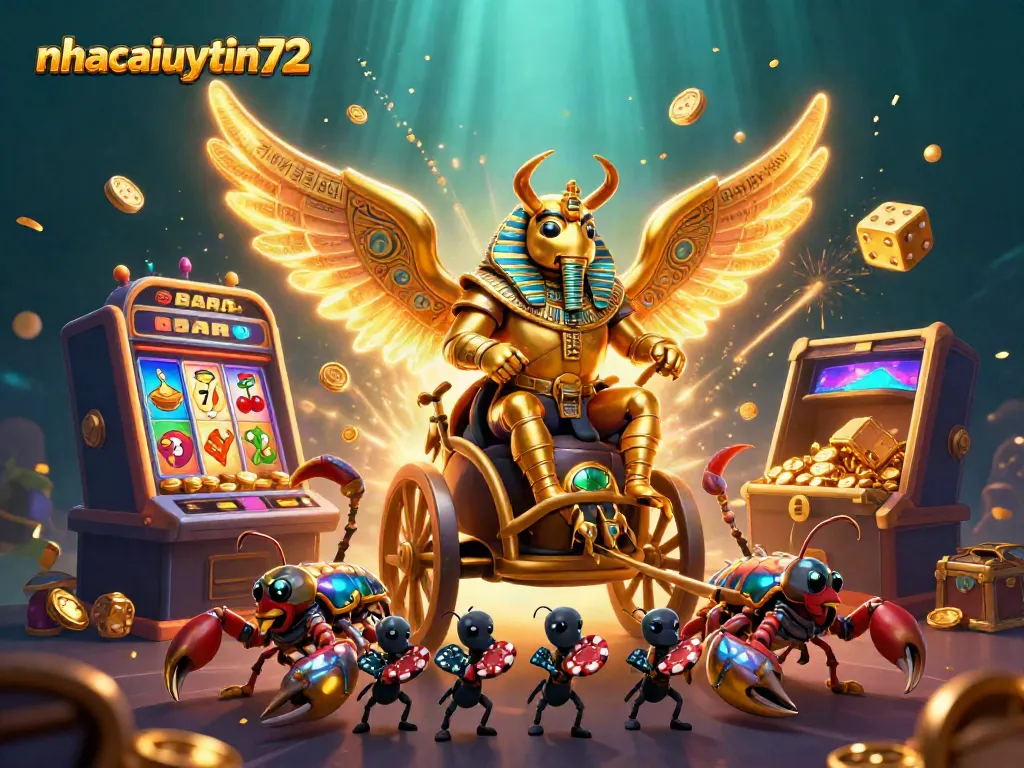 Experience thrilling gameplay with nhacaiuytin72's lavish 3D casino scene featuring vibrant symbols and action.