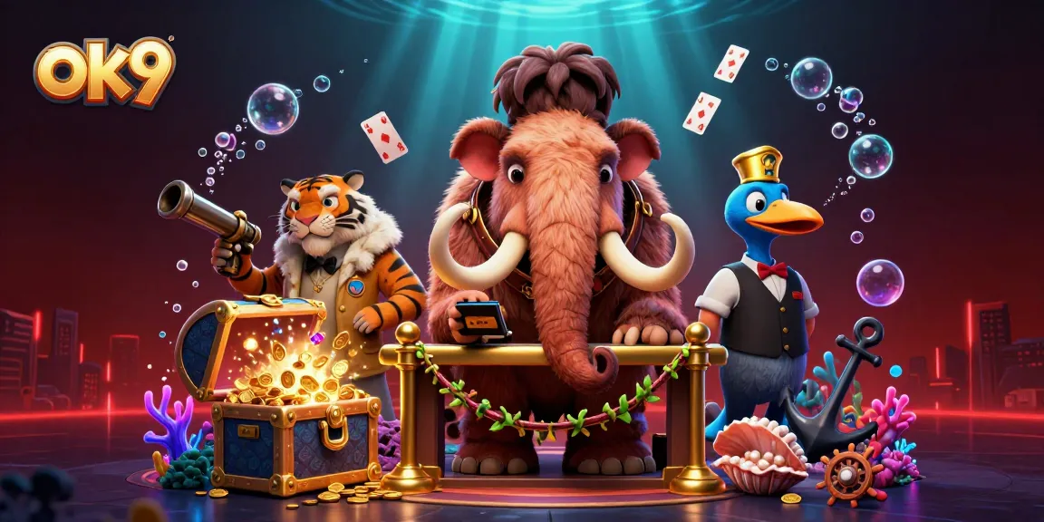 Experience the fun of ok9 with our vibrant underwater casino scene featuring iconic characters.