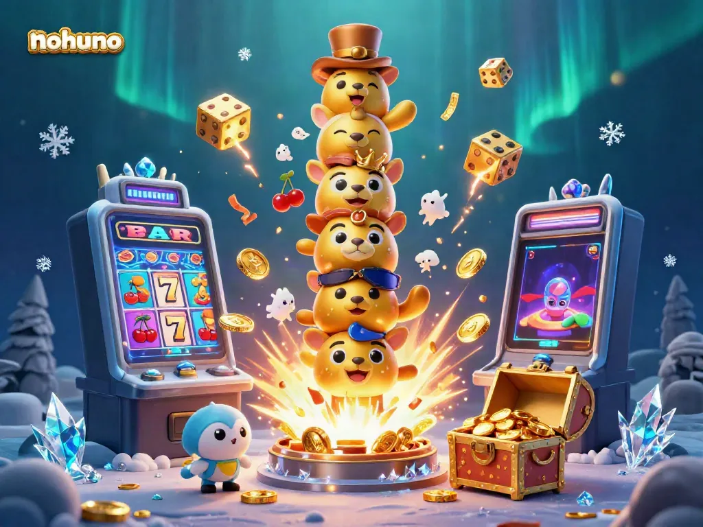 Experience the thrilling casino world of nohuno featuring overflowing jackpots and animated totem poles.