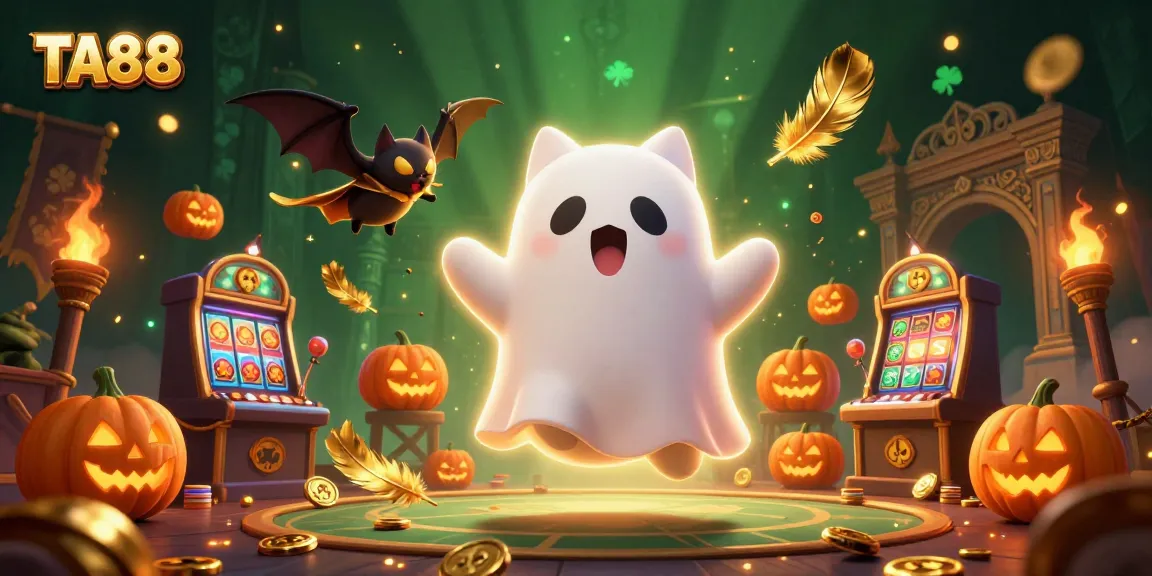 Experience the thrill with TA88 as the ghost cat and bat guide you through a vibrant casino.