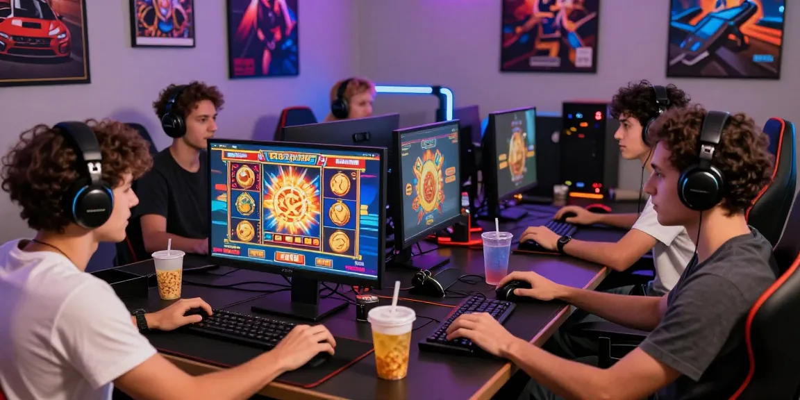 katatogel - Pengguna menikmati permainan slot online dengan antusias di ruangan membawa suasana yang energik.