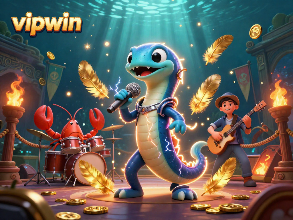 Experience vibrant gaming action with vipwin in an electric underwater casino.