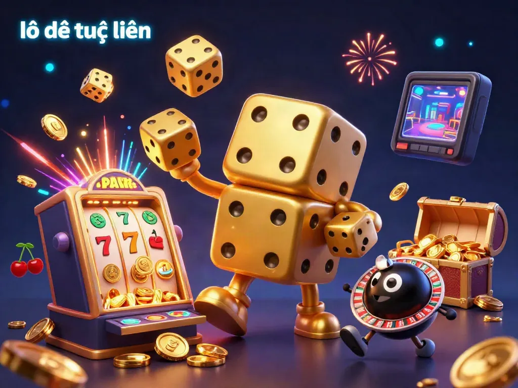 Engage in lô đề trực tuyến with exciting 3D characters, jackpots, and vibrant casino game elements.
