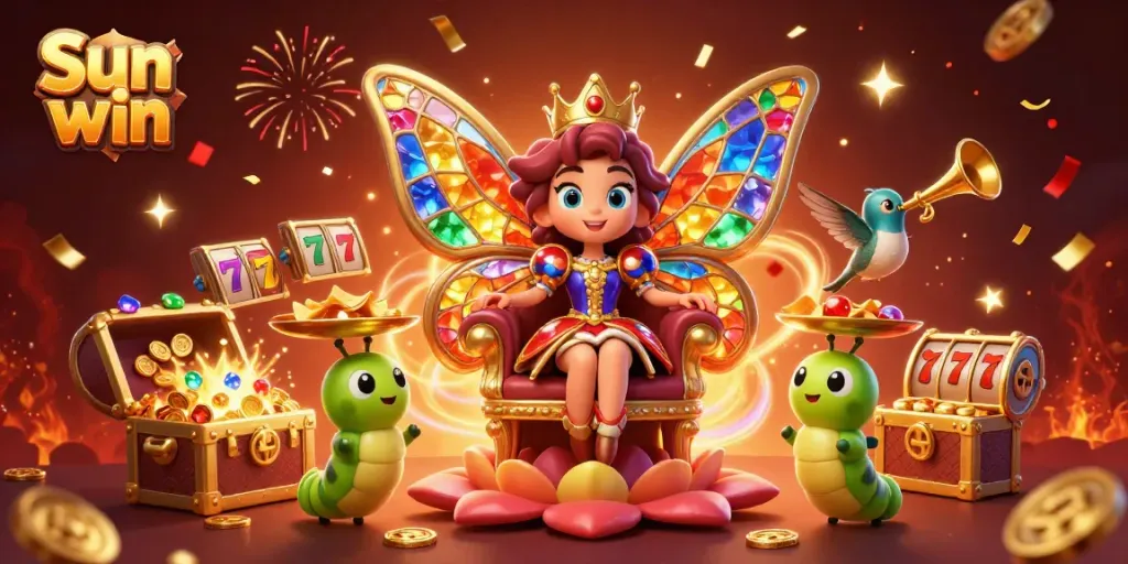 Experience the thrill of Sun win with vibrant casino-themed characters and elements.