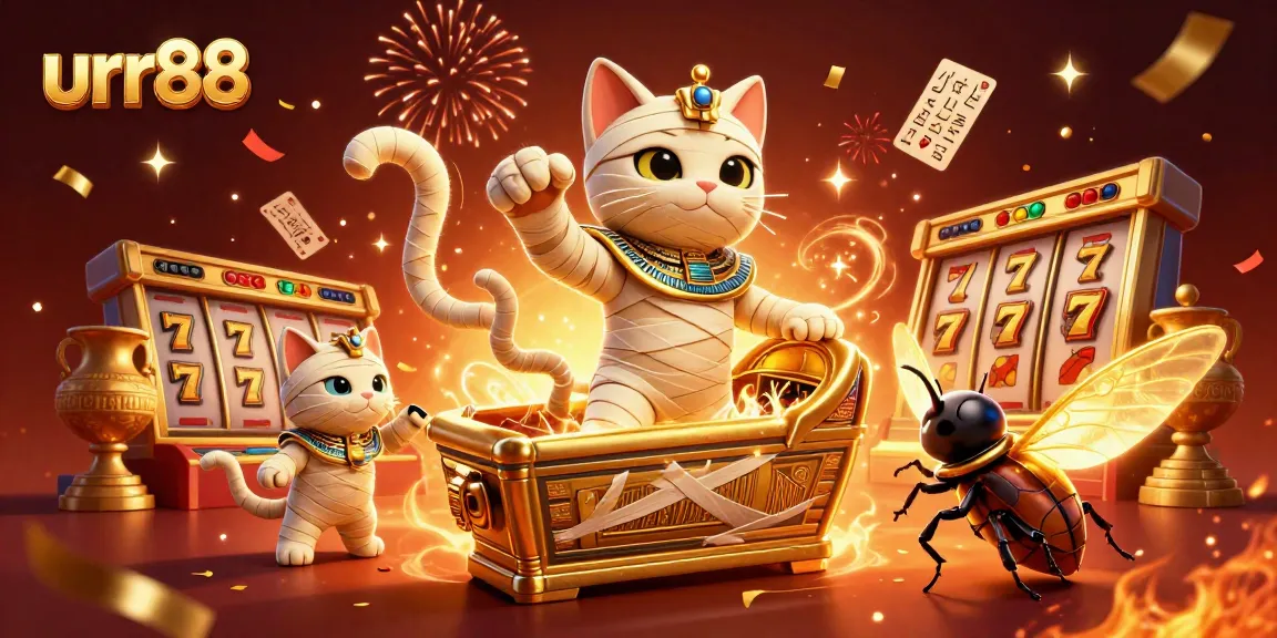 Experience thrilling gameplay at urr88 with a vivid digital illustration of a pyramid casino bursting with excitement.