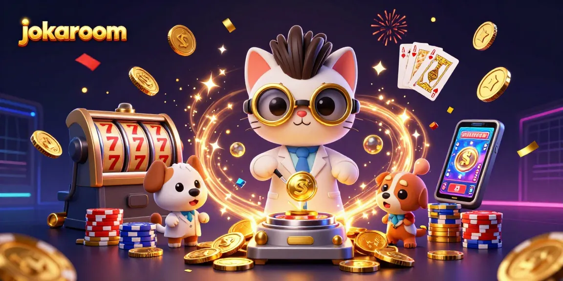 Spin to win at jokaroom with gold coins flying and vibrant slot machines in action.