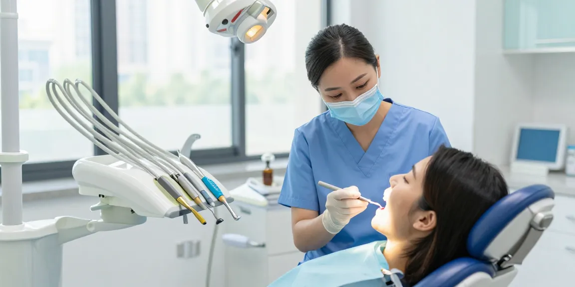 Professionele gebitsreiniging Nijmegen met vriendelijke mondhygiënist in moderne tandartspraktijk.