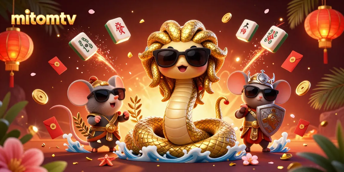 Experience thrilling moments at mitomtv with golden Medusa and warrior in a vibrant casino scene.
