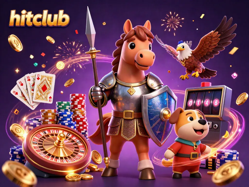Victory at hitclub celebrates big wins with vibrant confetti and golden coins across a thrilling gaming scene.