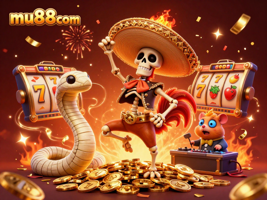Experience the excitement of mu88com with animated casino characters celebrating over jackpot wins.