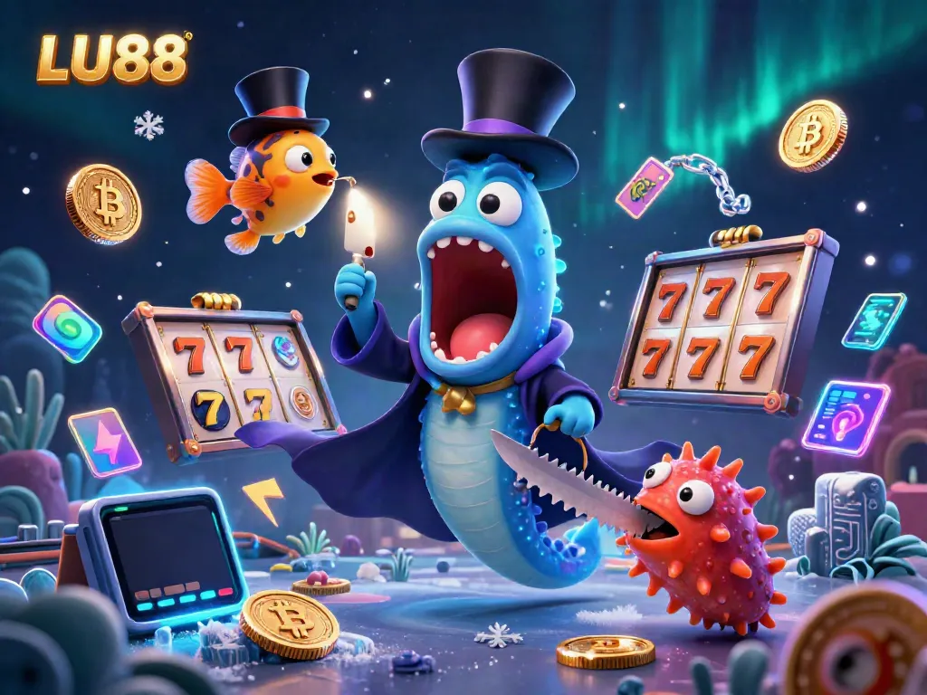 LU88 features a vibrant underwater magic scene with animated sea creatures engaged in casino-inspired performances.