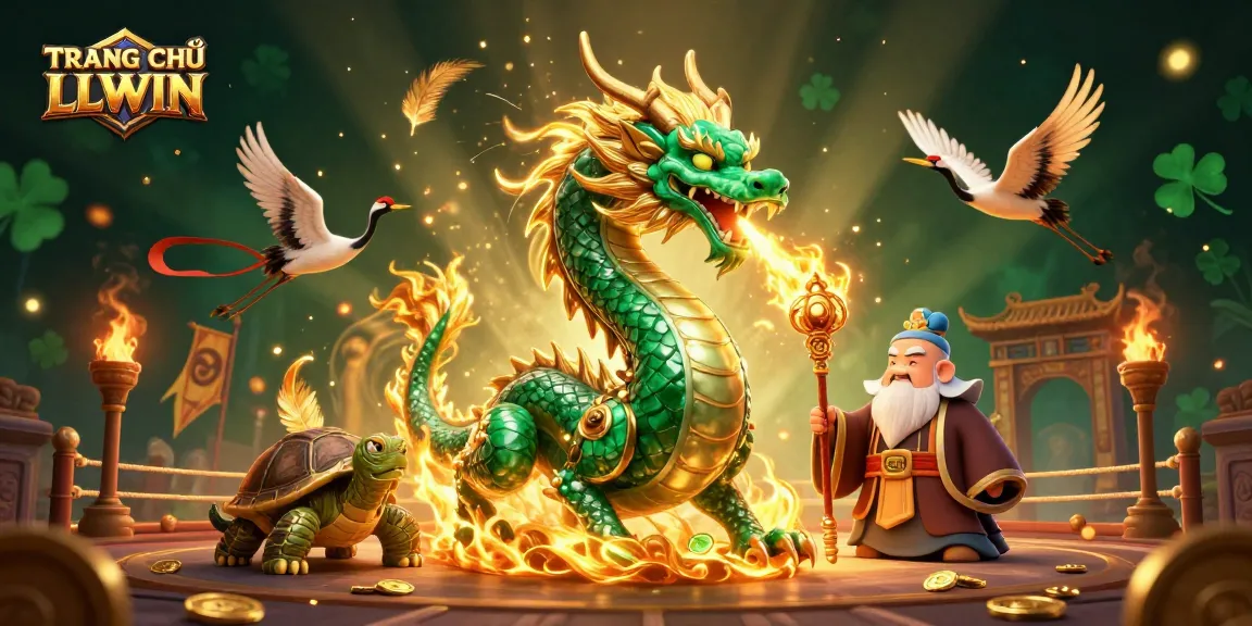 Engage with TRANG CHỦ LLWIN showcasing a vibrant 3D scene of gaming elements and characters.
