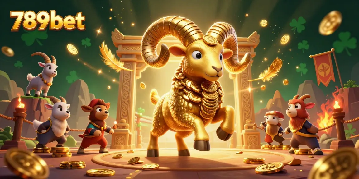 Join the thrill of gaming with 789bet featuring a vibrant 3D casino scene showcasing a golden ram.