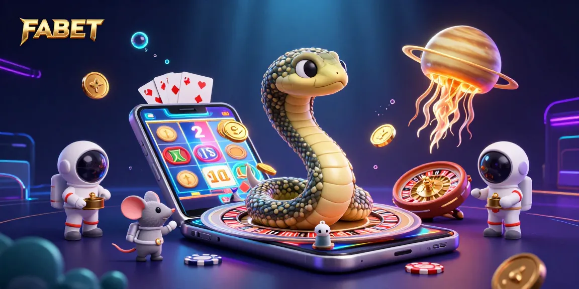 Experience thrilling gameplay at FABET with a dynamic cosmic casino scene featuring engaging characters and vibrant gaming elements.