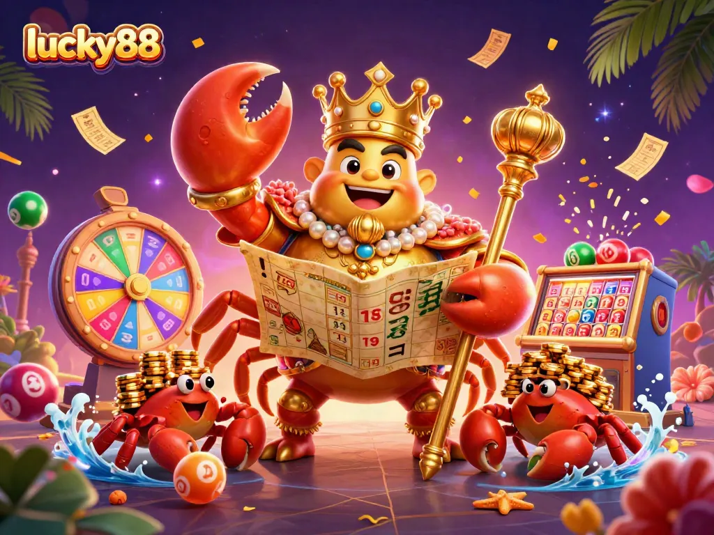 Experience thrilling gameplay at lucky88 with a vibrant casino scene featuring a golden crab emperor.