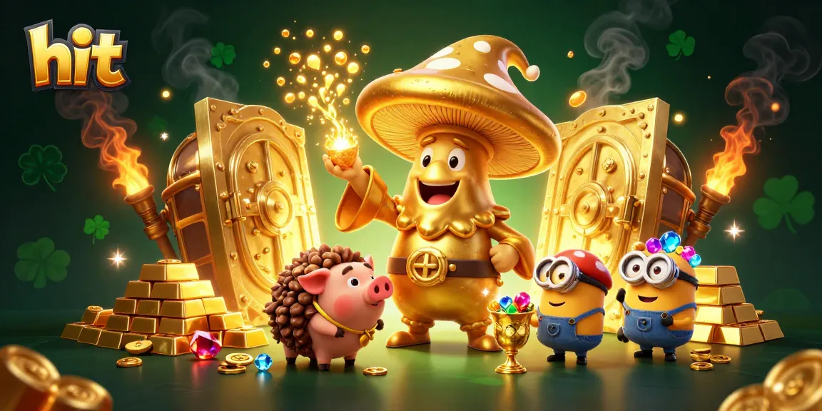 Hit jackpots with a magical scene showcasing golden treasures and gems at Hitclub casino.