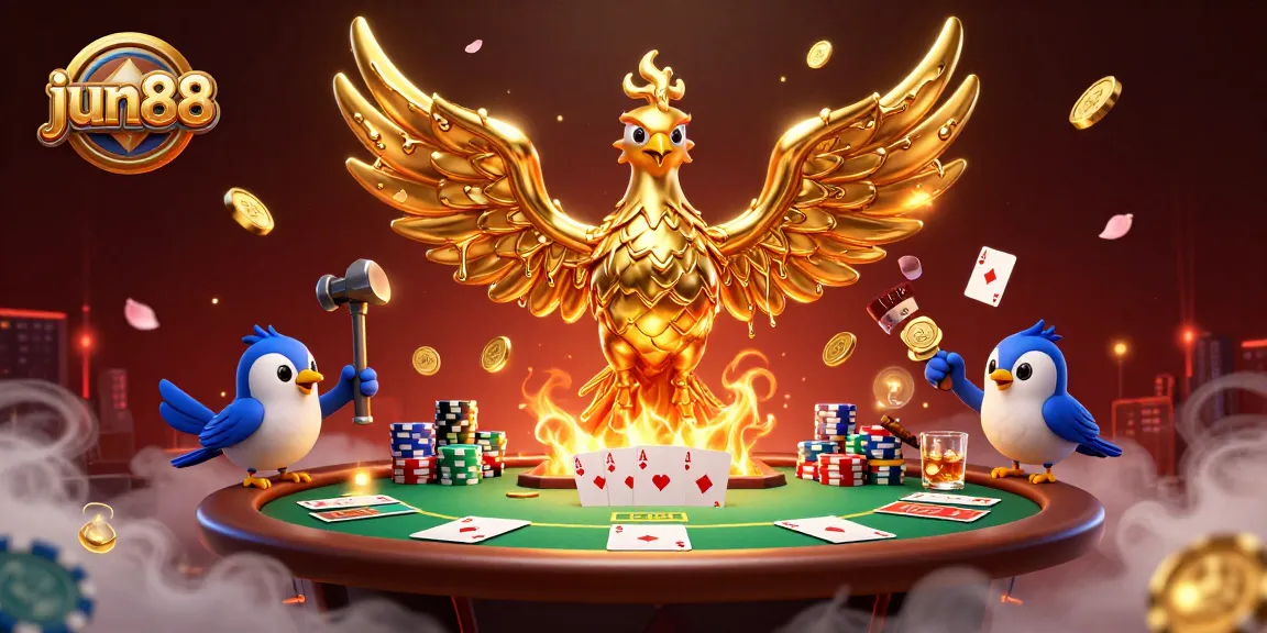 Experience thrilling wins at jun88 with a lavish 3D phoenix and poker atmosphere