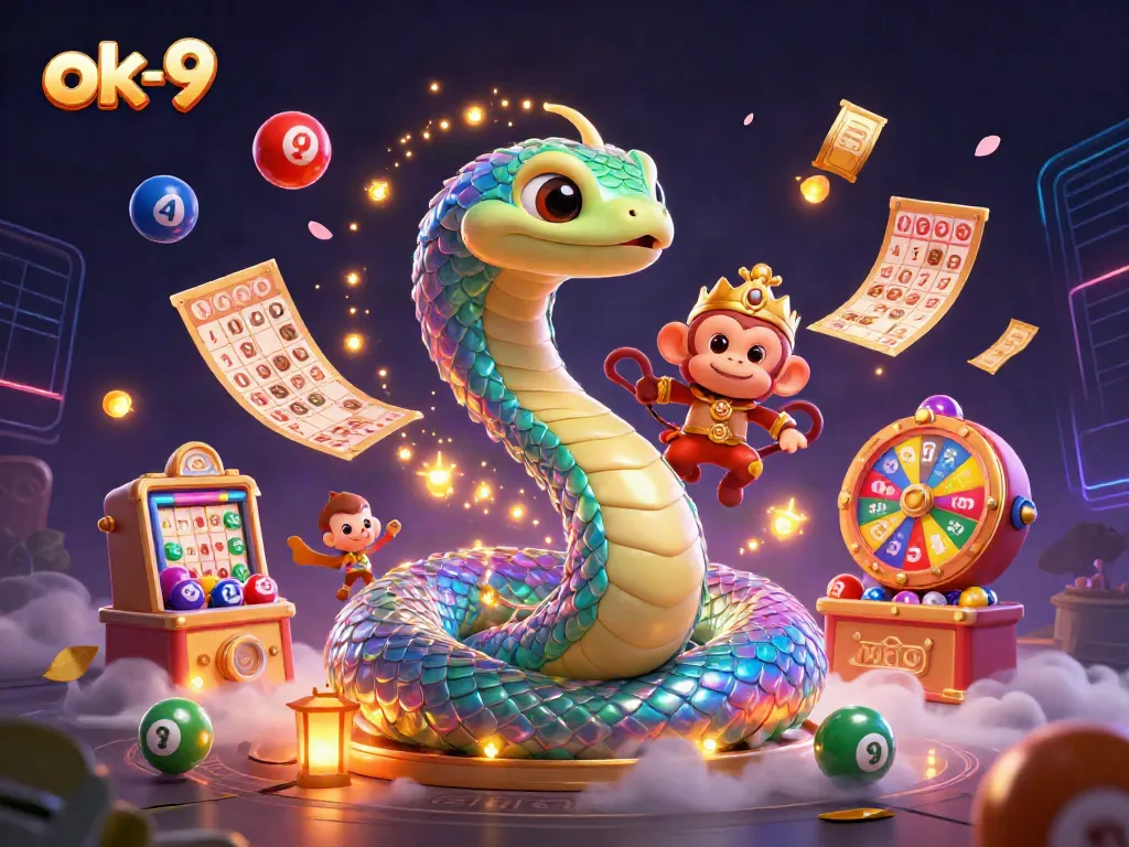 Engage in the vibrant world of ok-9 with a colorful dynamic scene celebrating lottery excitement.