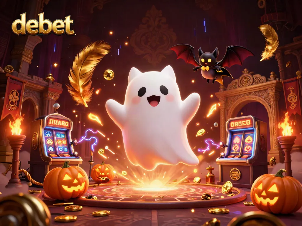 Join the debet excitement in a vibrant, haunted casino scene with ghostly characters and glowing jackpots.