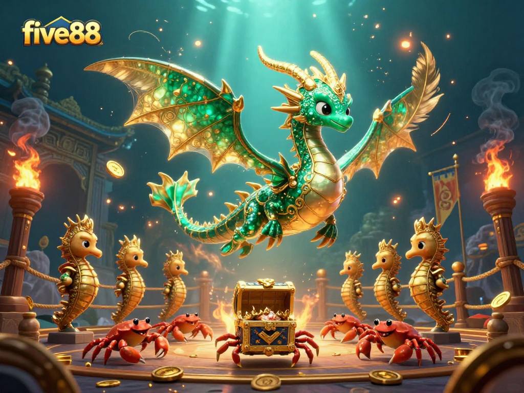 Experience thrilling adventures at five88 as a sea dragon navigates an underwater treasure realm.