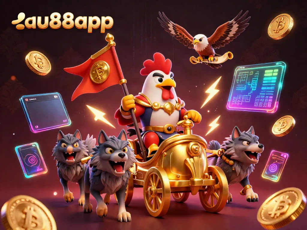 Engage with exciting betting strategies on au88app, featuring dynamic 3D characters and vibrant crypto elements.