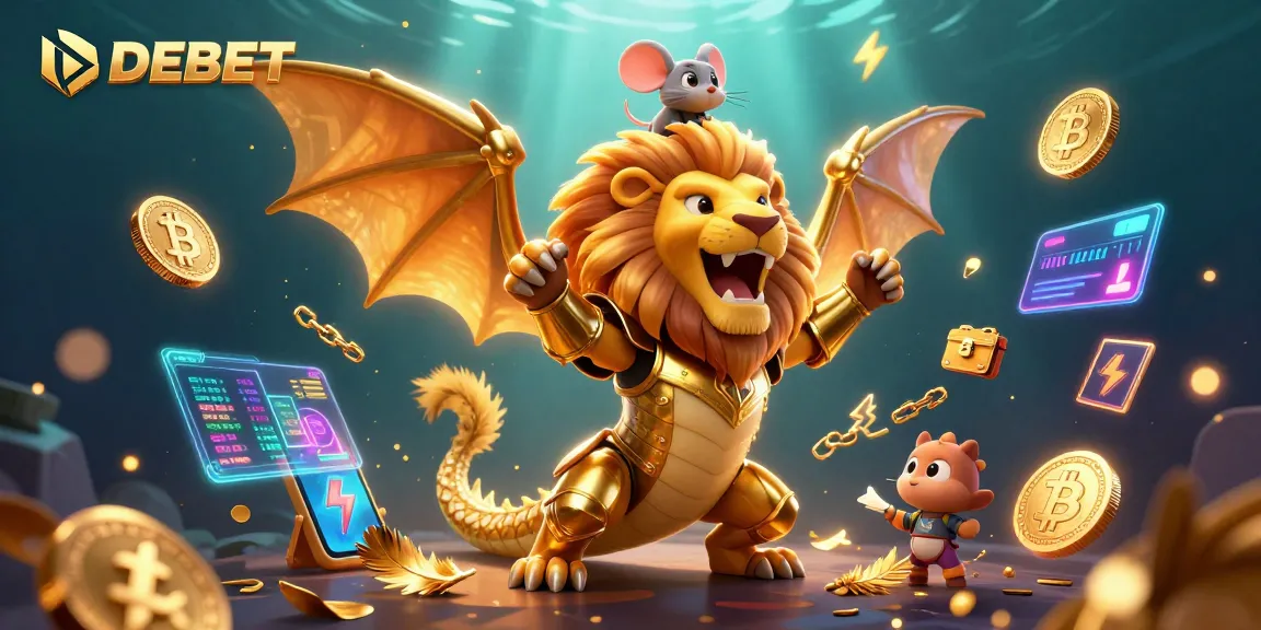 Experience winning excitement at DEBET with a vibrant 3D casino adventure illustrating triumphant gameplay.