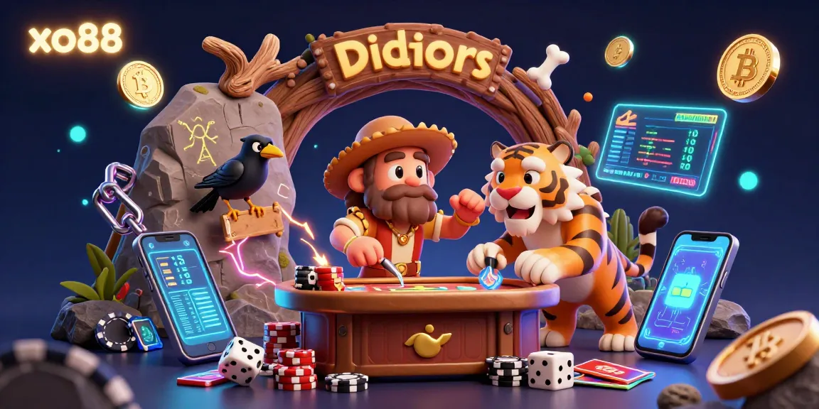 Experience the thrilling world of xo88 with a vibrant prehistoric casino scene featuring a caveman and sabertooth duo.