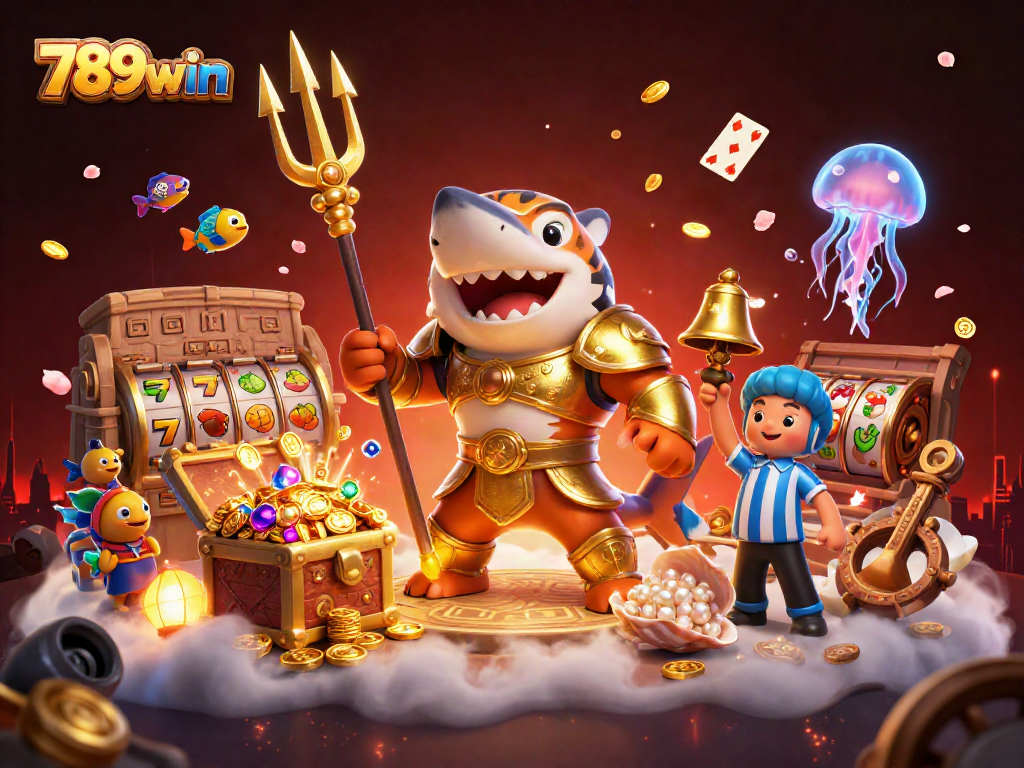 Engage with 789win in this vibrant underwater casino scene filled with treasure and excitement.