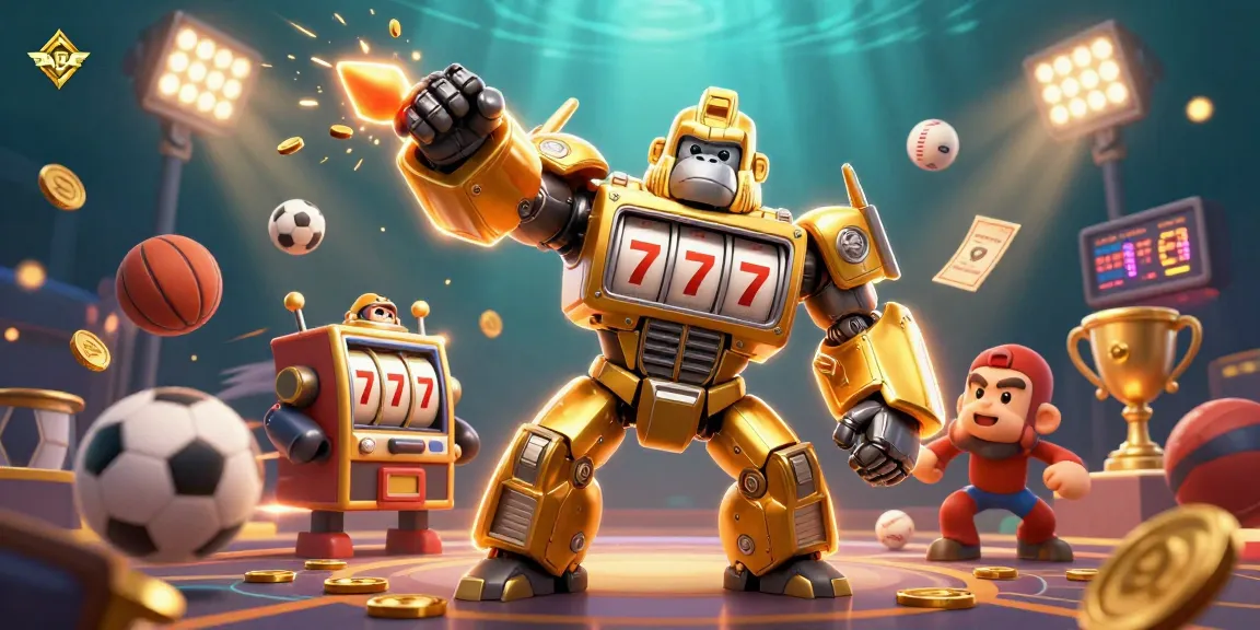 DABET features a thrilling 3D casino experience with vibrant slot machine elements and dynamic sports betting action.