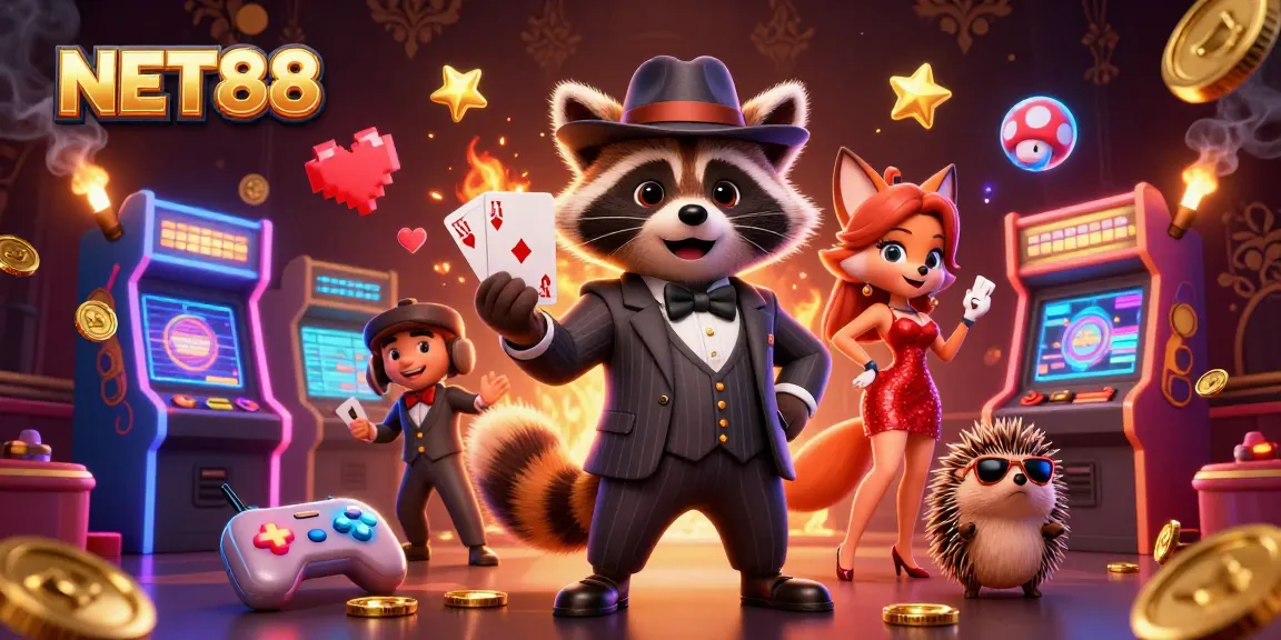 Maximize your winnings with NET88 in a vibrant casino scene featuring dynamic characters and game elements.