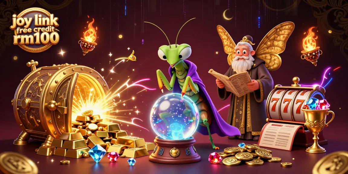 Experience the thrill of joy link free credit rm100 with vibrant casino-themed 3D art showcasing fortune tellers and golden treasures.