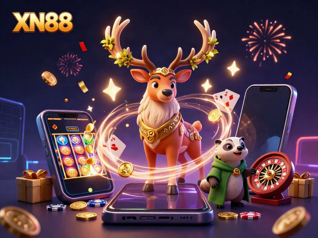 Xn88 offers exciting online gaming with vibrant characters and slot game elements.