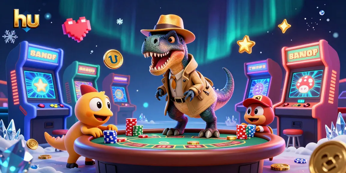 Engage in thrilling blackjack with hu, where a velociraptor tries to play stealthily amid vibrant casino elements.