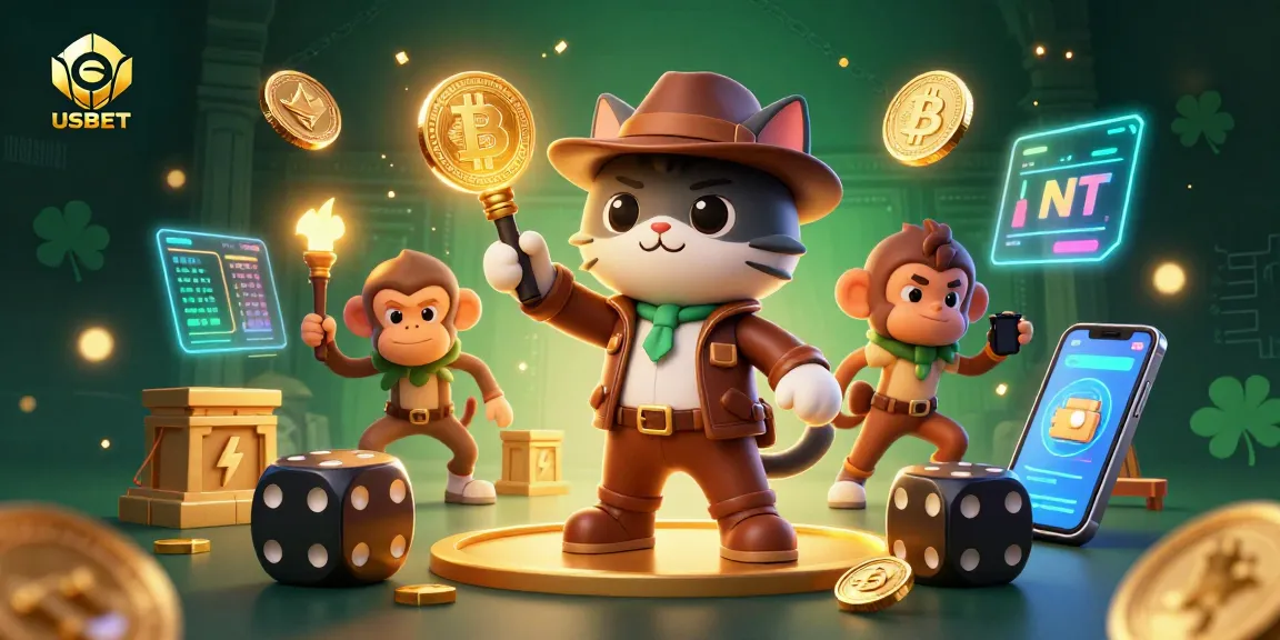 Experience thrilling gameplay at USBET with a 3D cat archaeologist discovering casino treasures.